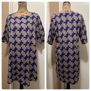 Buttans Dress Gray/purple Geometric 3/4 Sleeve M